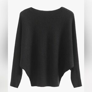 GABERLY Boat Neck Batwing Sleeves Dolman Knitted Sweater